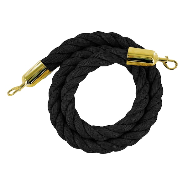 Montour Line Twisted Polyprop.Rope Black With Pol.Brass Snap Ends 6ft.Cotton Core PPR150-60-BK-SE-PB - main